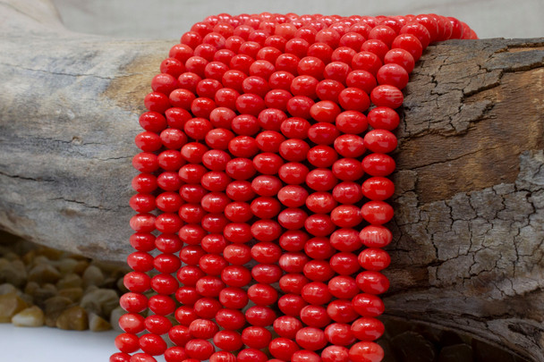 Coral Polished 7mm Rondelle