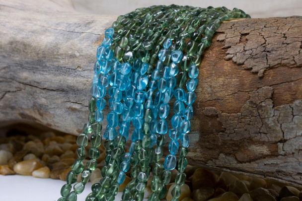 Blue Green Apatite Polished 5-6mm Oval Pebble