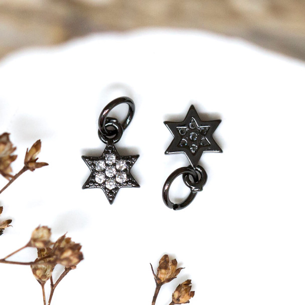Black Plated Micro Pave 7mm Star of David Charm