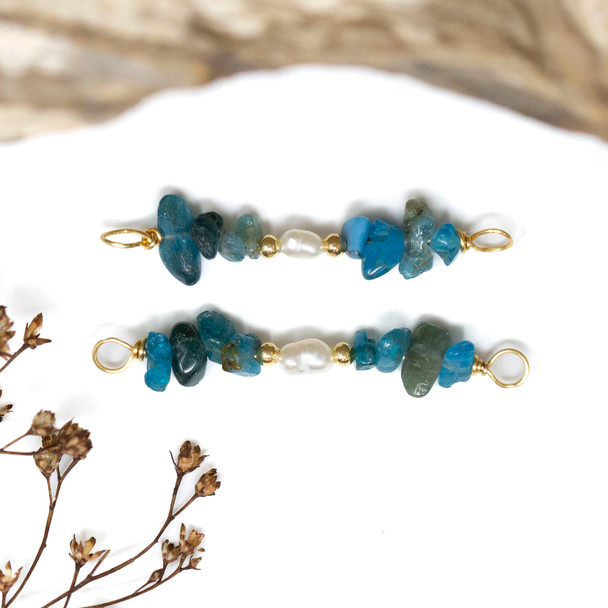 Apatite Polished 34x5mm Wire Wrapped Link
