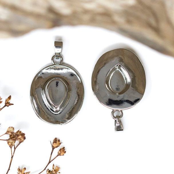 Silver Plated Brass 16x19mm Cowboy Hat Charm