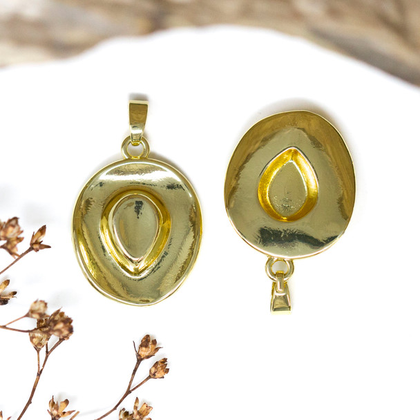 Gold Plated Brass 16x19mm Cowboy Hat Charm
