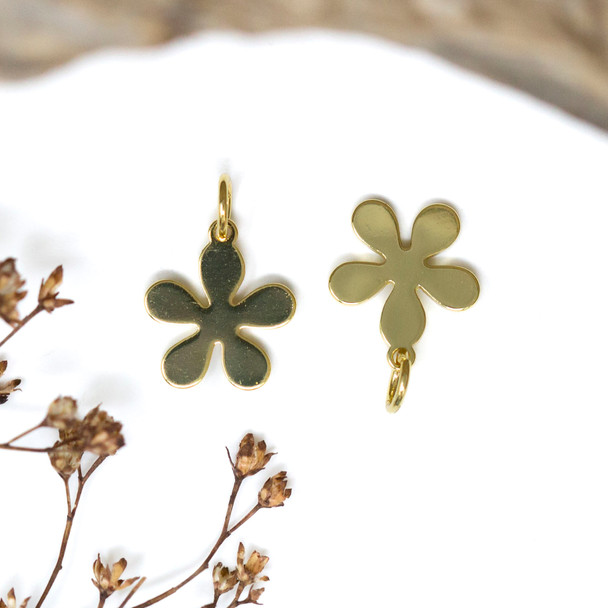 Gold Plated Brass 11mm Flower Charm