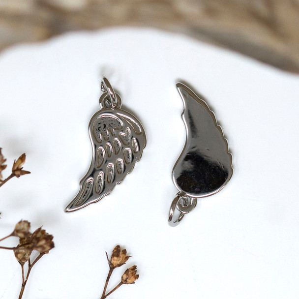 Silver Plated Brass 18x9mm Wing Charm