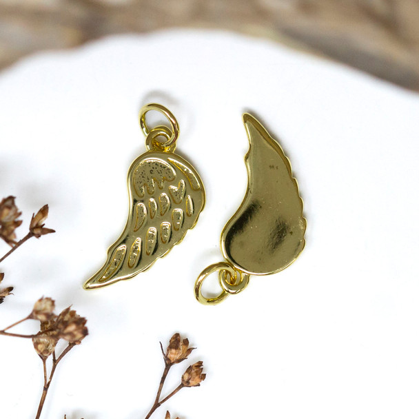 Gold Plated Brass 18x9mm Wing Charm