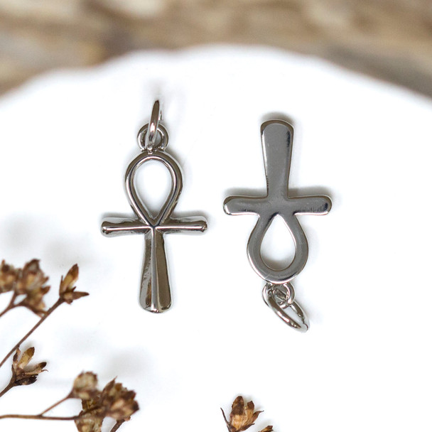 Silver Plated 17x10mm Ankh Cross Charm
