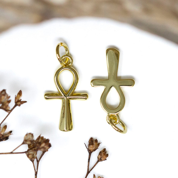 Gold Plated 17x10mm Ankh Cross Charm
