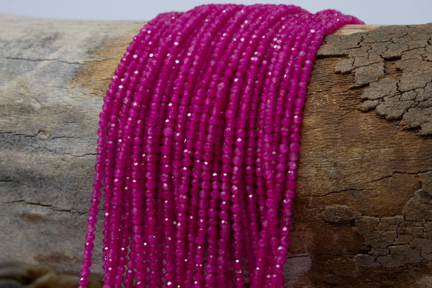 Chalcedony Polished 2mm Hot Pink Faceted Round