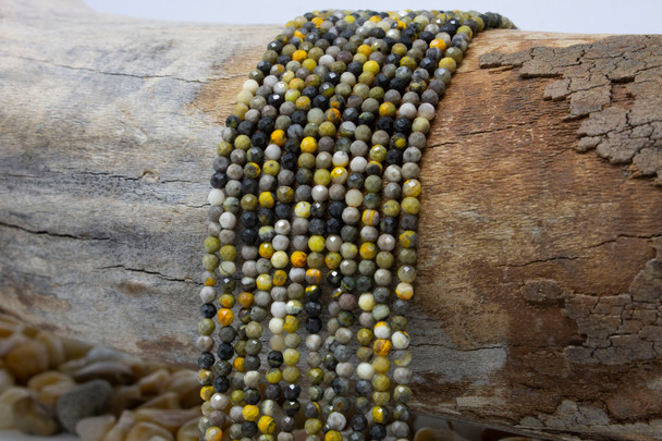 Bumble Bee Jasper Polished 2.5mm Faceted Round