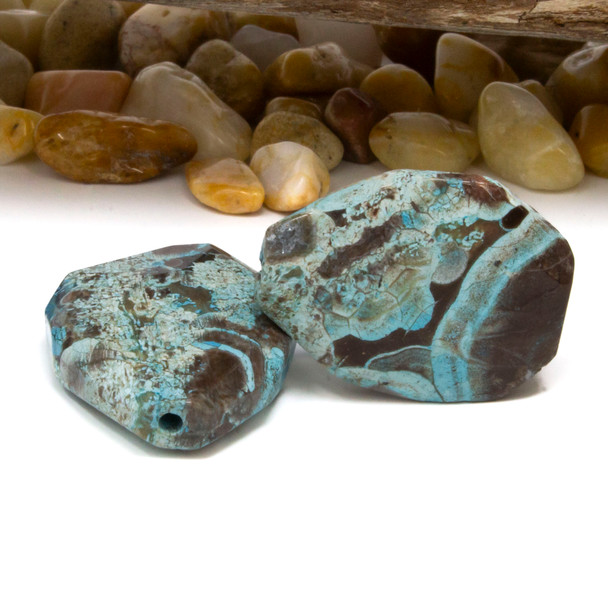 Imperial Jasper Polished 25-30mm Faceted Drop Bead