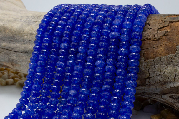 Jade Polished 5x8mm Smooth Rondelle - Dyed Sapphire Blue