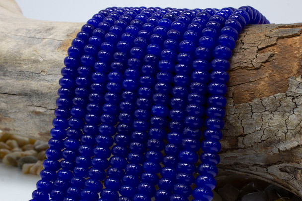 Jade Polished 5x8mm Smooth Rondelle - Dyed Royal Blue