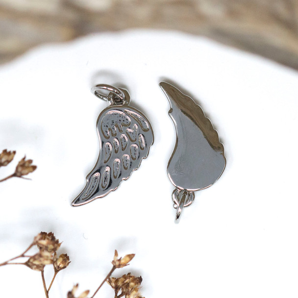 Silver Plated 18x9mm Wing Charm
