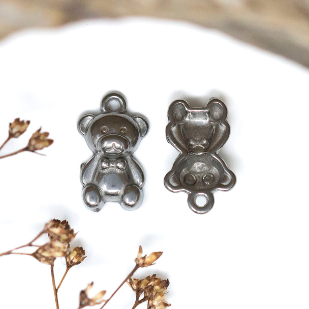 Silver Plated Stainless Steel 15x9mm Teddy Bear Charm
