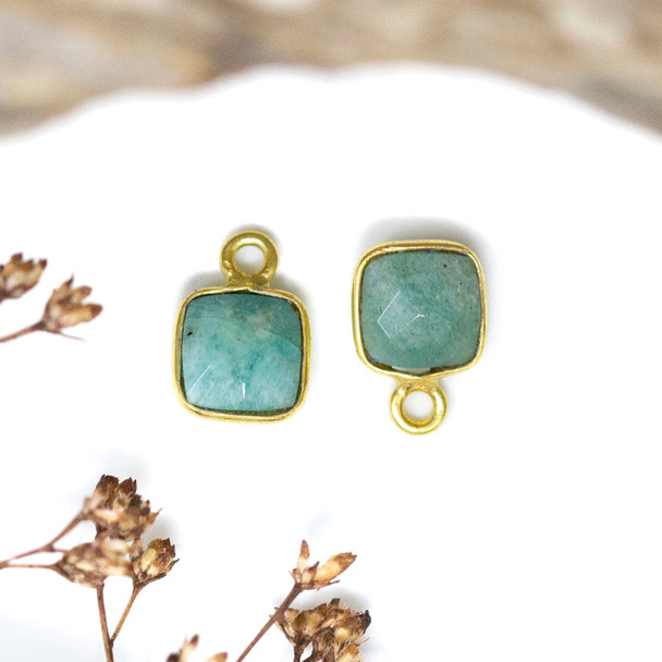Amazonite Polished Vermielle 6mm Faceted Square Charm