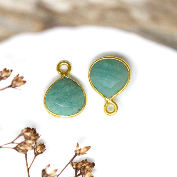 Amazonite Polished Vermielle 8mm Faceted Briolette Charm