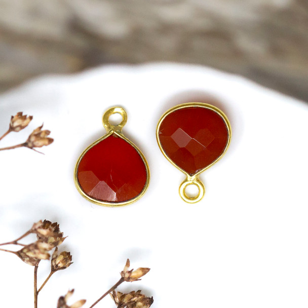 Red Onyx Polished Vermielle 8mm Faceted Briolette Charm