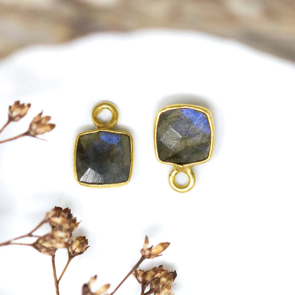 Labradorite Polished Vermielle 6mm Faceted Square Charm