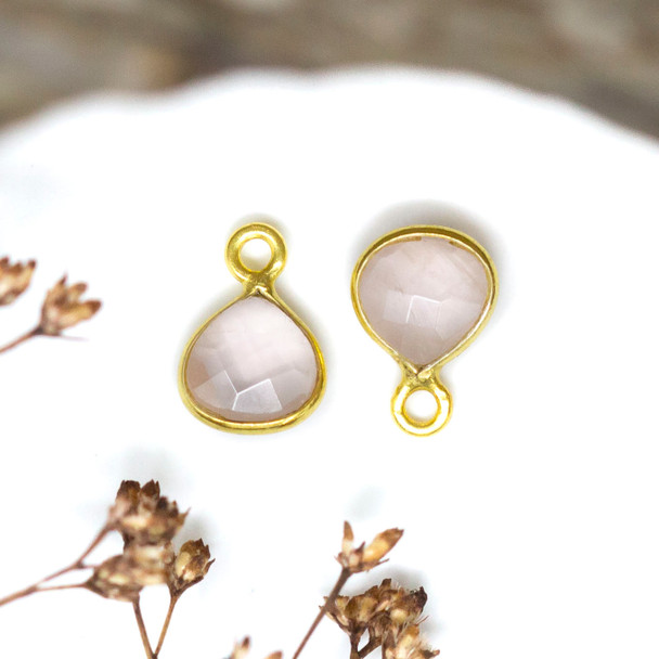 Rose Quartz Polished Vermielle 6mm Faceted Briolette Charm