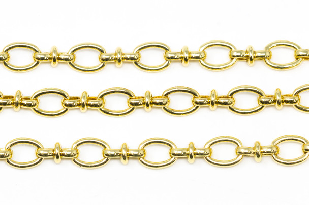 18kt Gold Plated 13x6mm Oval Link with Infinity Connector Chain - Sold By 6 inches