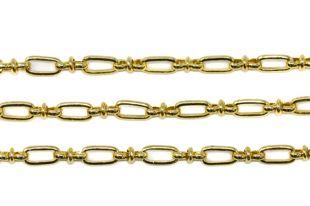 18kt Gold Plated 15x5mm Oval Link with Infinity Connector Chain - Sold By 6 inches