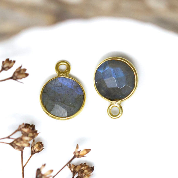 Labradorite Polished Vermielle 8mm Faceted Coin Charm