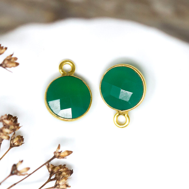 Green Onyx Polished Vermielle 8mm Faceted Coin Charm