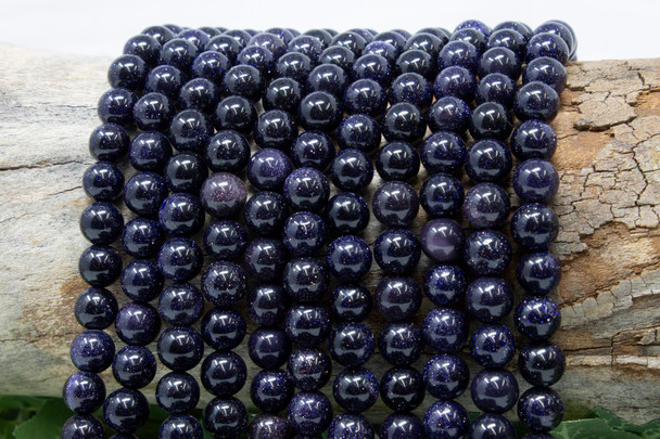Blue Goldstone Polished 8mm Round