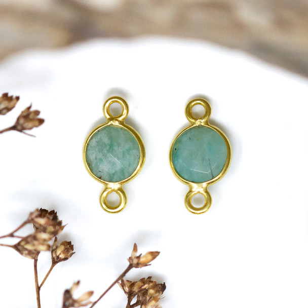 Amazonite Polished Vermielle 6mm Faceted Coin Connector