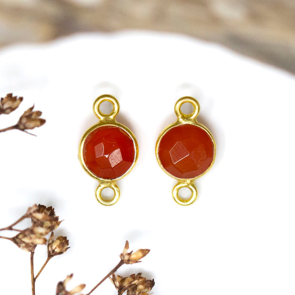 Red Onyx Polished Vermielle 6mm Faceted Coin Connector