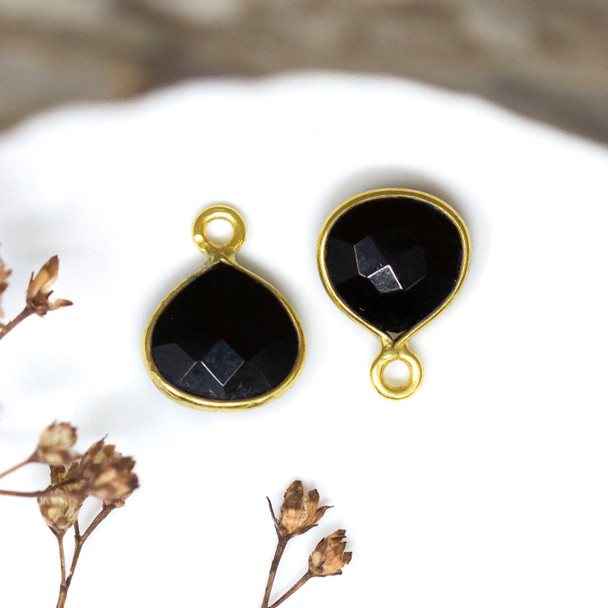 Black Onyx Polished Vermielle 8mm Faceted Briolette Charm
