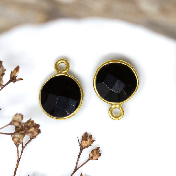 Black Onyx Polished Vermielle 8mm Faceted Coin Charm