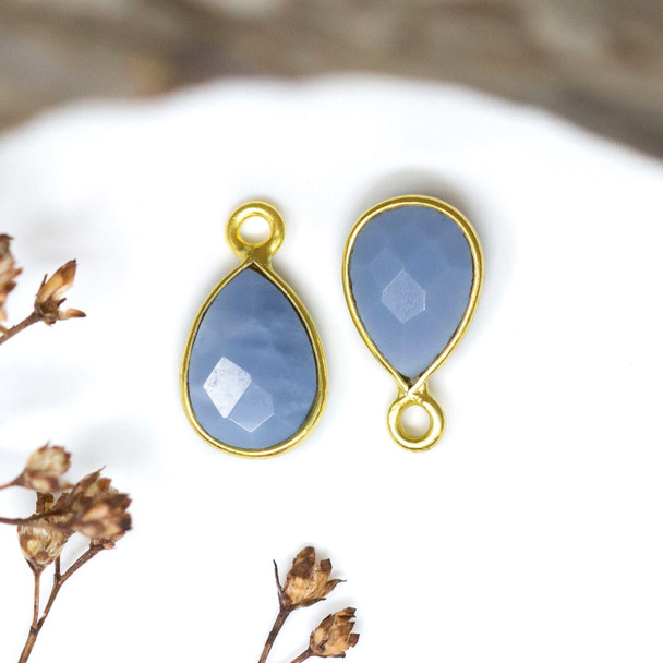 Blue Opal Polished Vermielle 6x9mm Faceted Drop Charm