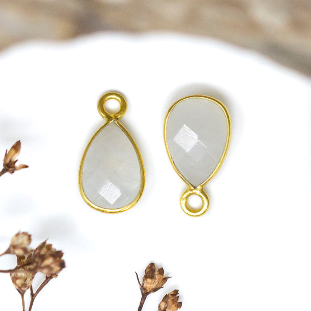 Rainbow Moonstone Polished Vermielle 6x9mm Faceted Drop Charm