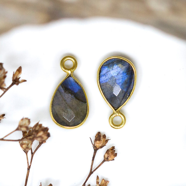 Labradorite Polished Vermielle 6x9mm Faceted Drop Charm