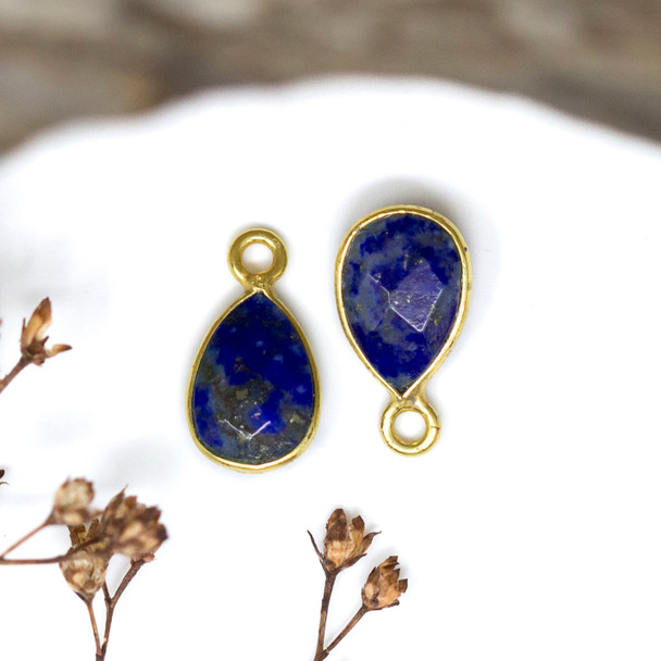 Lapis Polished Vermielle 6x9mm Faceted Drop Charm