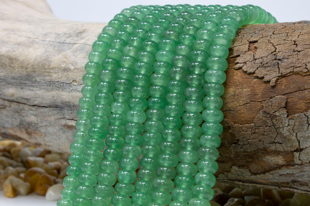 Jade Polished 5x8mm Smooth Rondelle - Dyed Mint