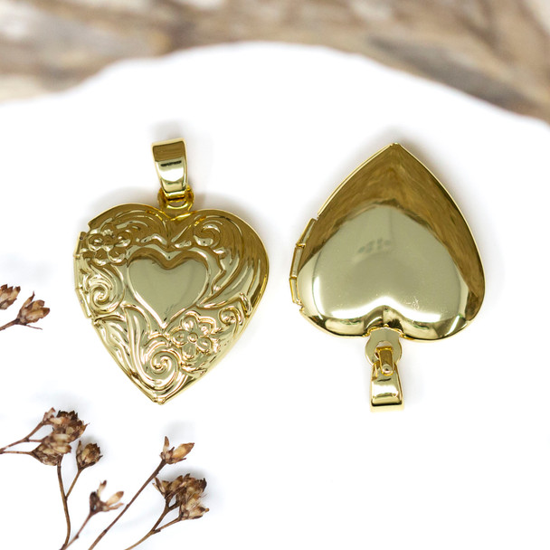 Gold Plated 20mm Heart Locket Charm