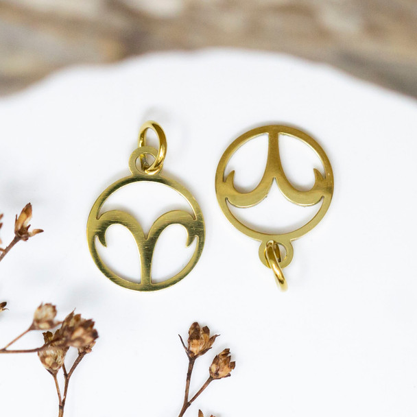 Gold Plated Stainless Steel 11mm Aries Zodiac Charm