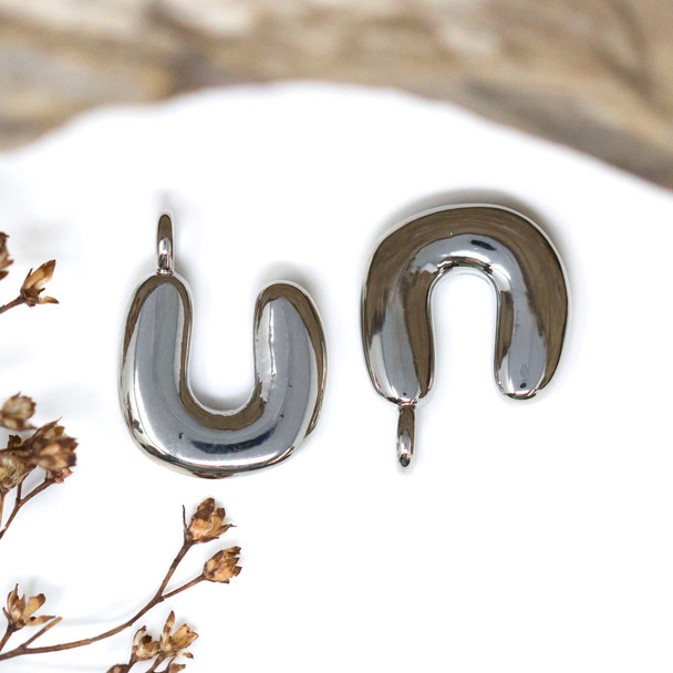 Platinum Plated Letter "U" Charm