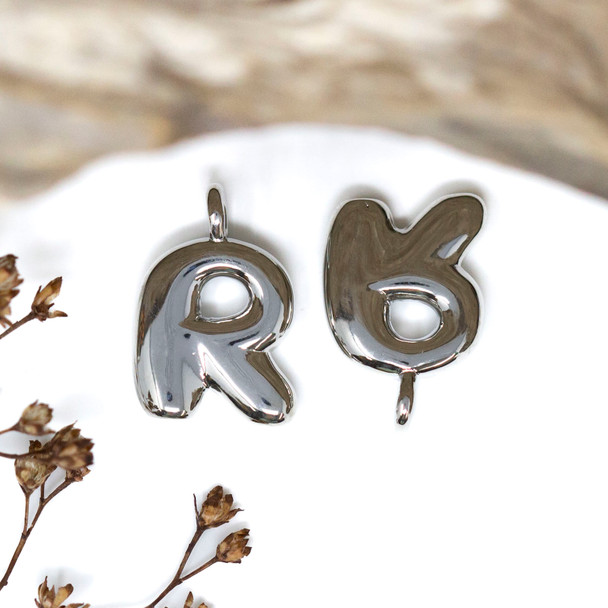 Platinum Plated Letter "R" Charm