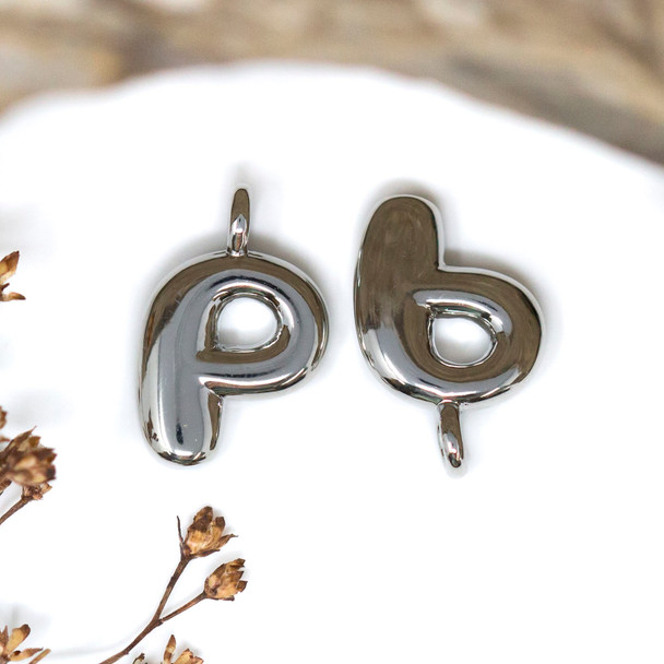 Platinum Plated Letter "P" Charm