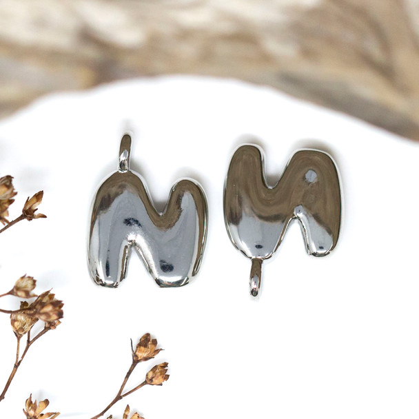 Platinum Plated Letter "N" Charm