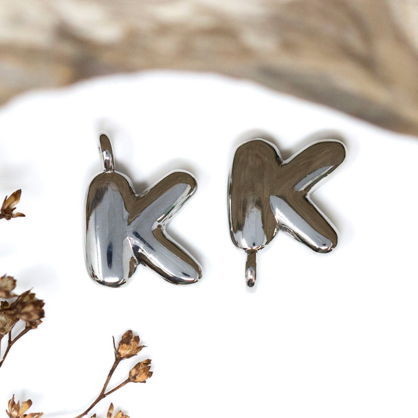 Platinum Plated Letter "K" Charm
