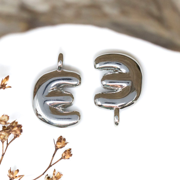 Platinum Plated Letter "E" Charm