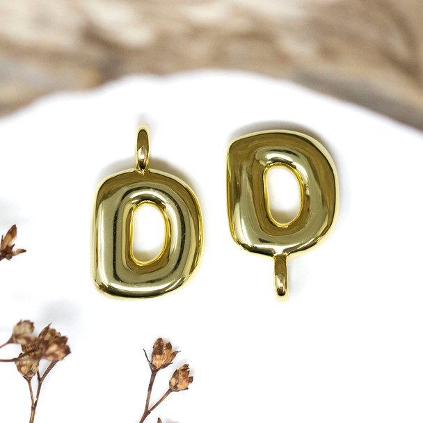 18kt Gold Plated Bubble Letter "D" Charm