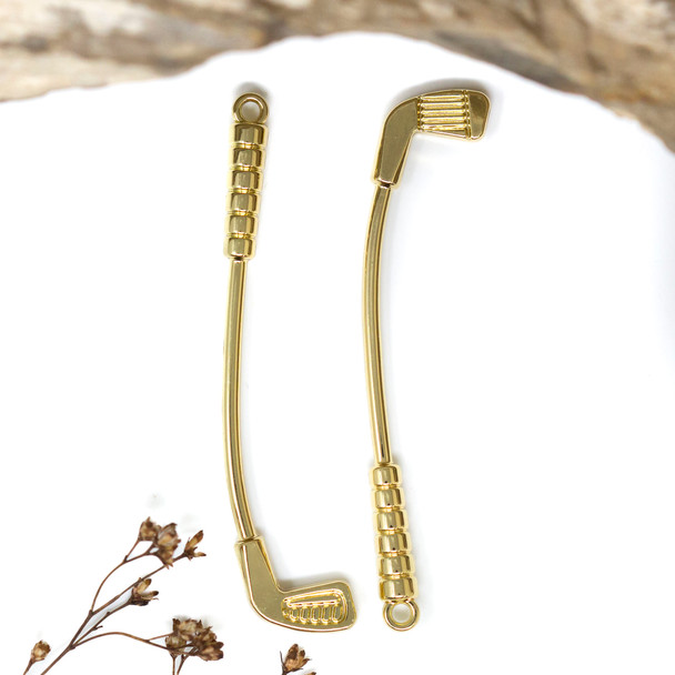 Gold Plated Alloy 62x15mm Golf Club Pendant