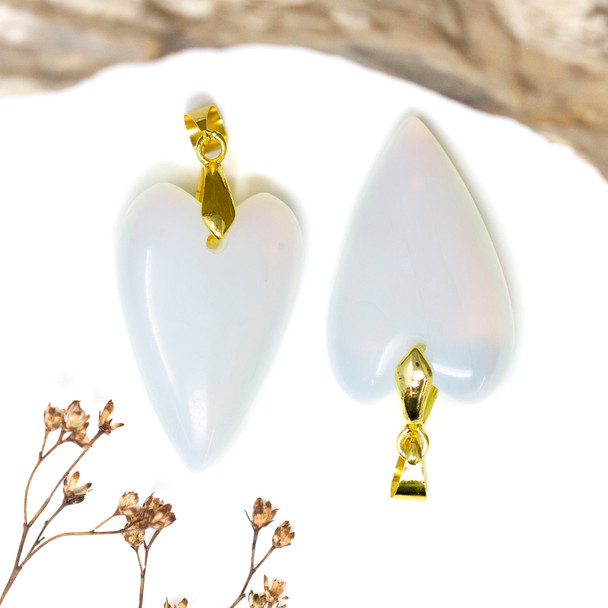 Opalite Gold Plated Polished 20x30mm Heart Pendant