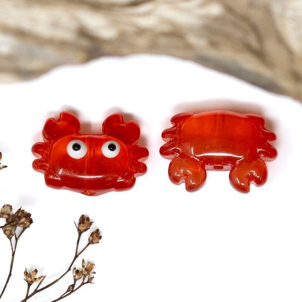 Lampwork Glass 15x21mm Crab Bead