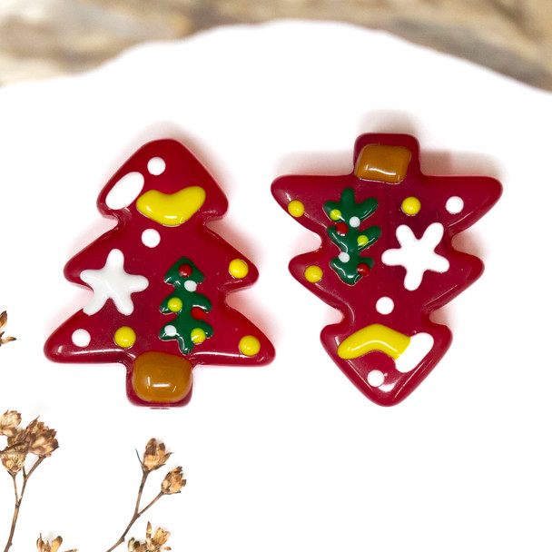 Lampwork Glass 26x22mm Christmas Tree Bead